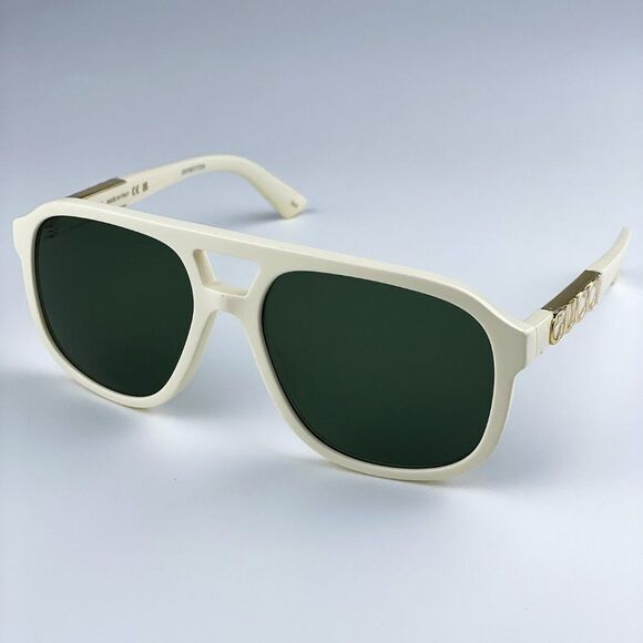 NEW Gucci GG1188S 005 Ivory White Green Pilot Unisex Logo Sunglasses main image 7